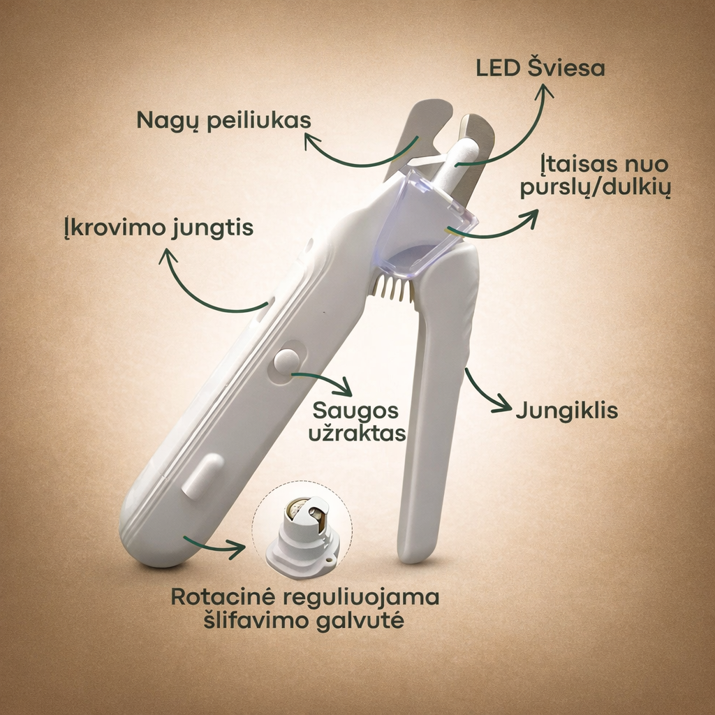 PawTrim™ LED Technologijos Nagų Žirklutės